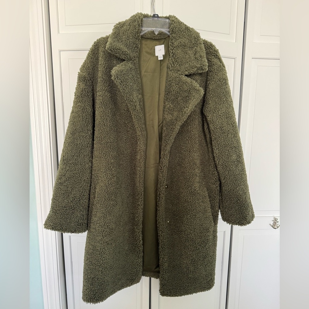 Olive Green Women's Teddy Coat